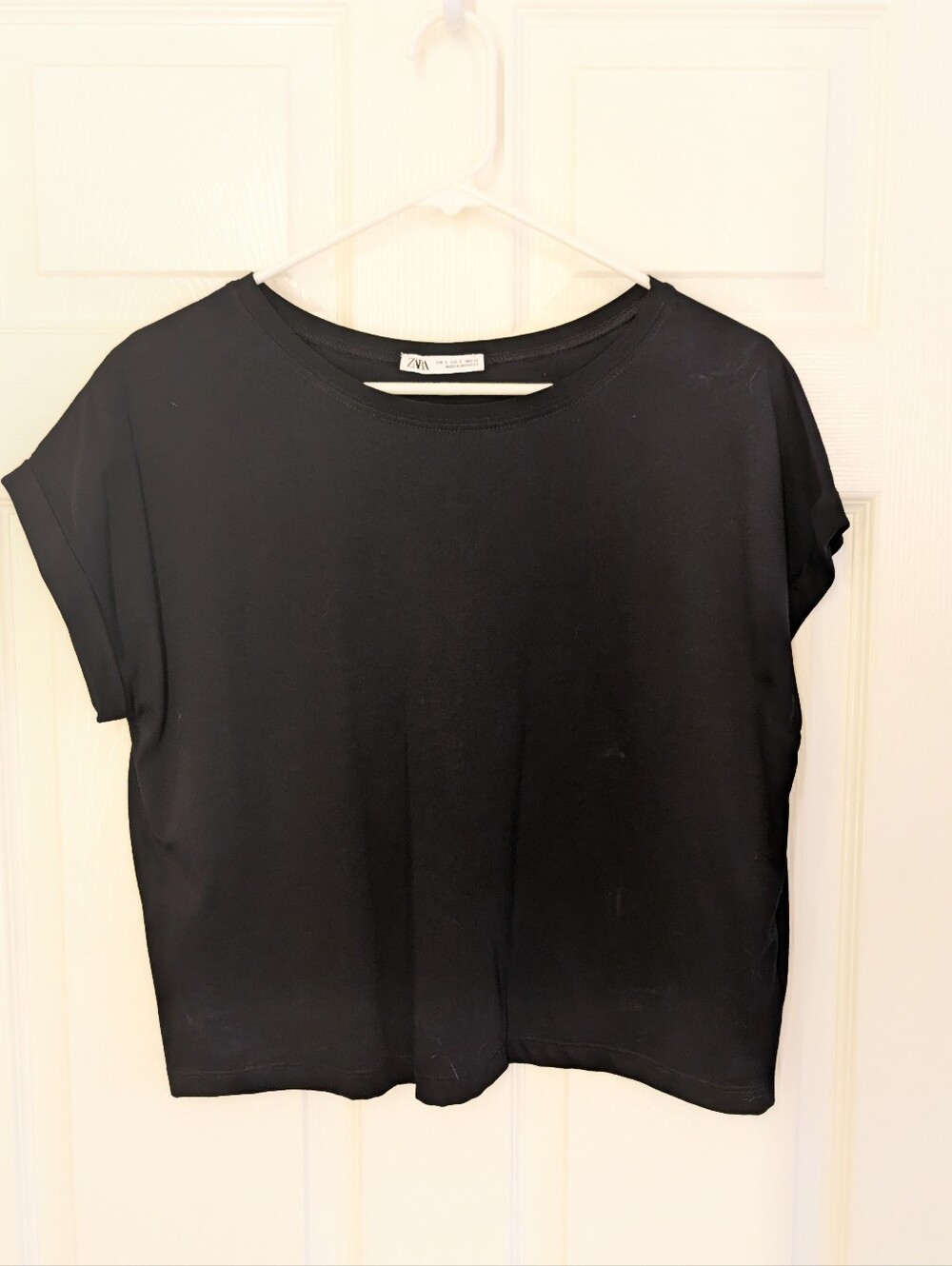 Zara Black Short Sleeve Boxy Tee